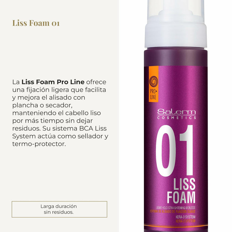 SALERM - Straight Hair Foam - Pro Line Liss Foam 01-200 ml - Eases and Improves Straightening Results - Anti-Frizz - Light Hold - Heat Protector - Treats and Repairs Hair