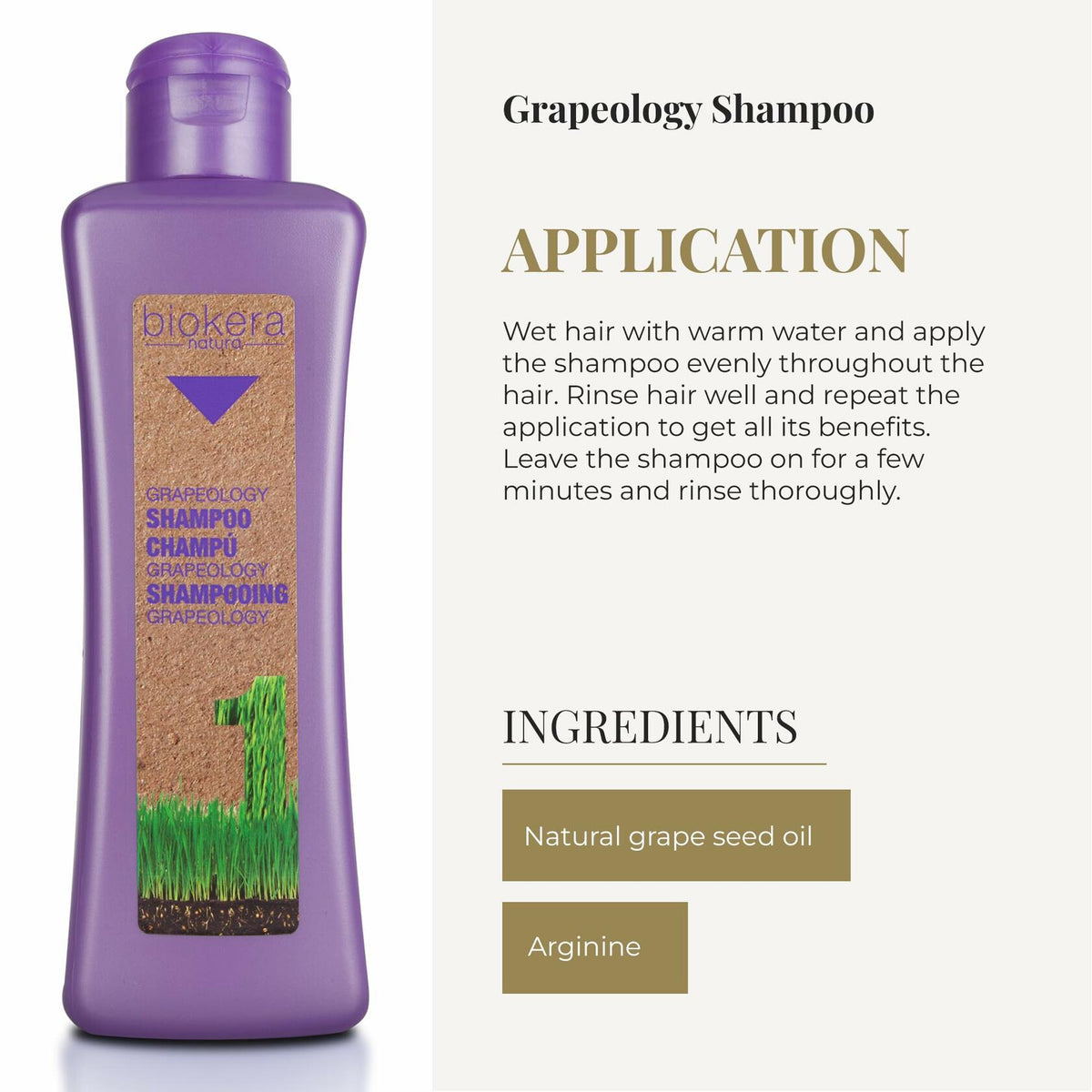 SALERM - Grapeology Biokera Natura Bundle for White or Bleached Hair -  Shampoo 300 ml + Oil Serum 60 ml - With Grape Seed Oil - Nourishes and Hydrates Hair - Gentle Cleanse - Prevents Color Oxidation