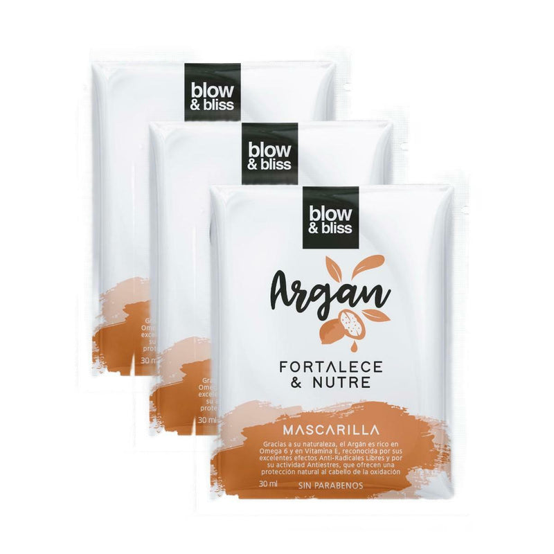 Blow & Bliss Argan Oil Hair Intensive Mask Strengthens and Nourishes Repairs Split Ends and Restores Shine 1.01 oz (Pack of 3)