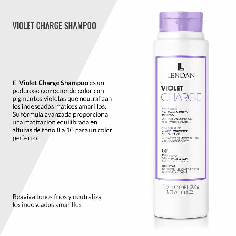 Lendan Anti-Yellow Kit with Violet Pigments, Violet Charge Shampoo 300ml + Re-Charge Mask 500ml