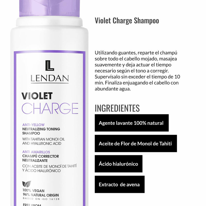 Lendan Anti-Yellow Kit with Violet Pigments, Violet Charge Shampoo 300ml + Re-Charge Mask 500ml