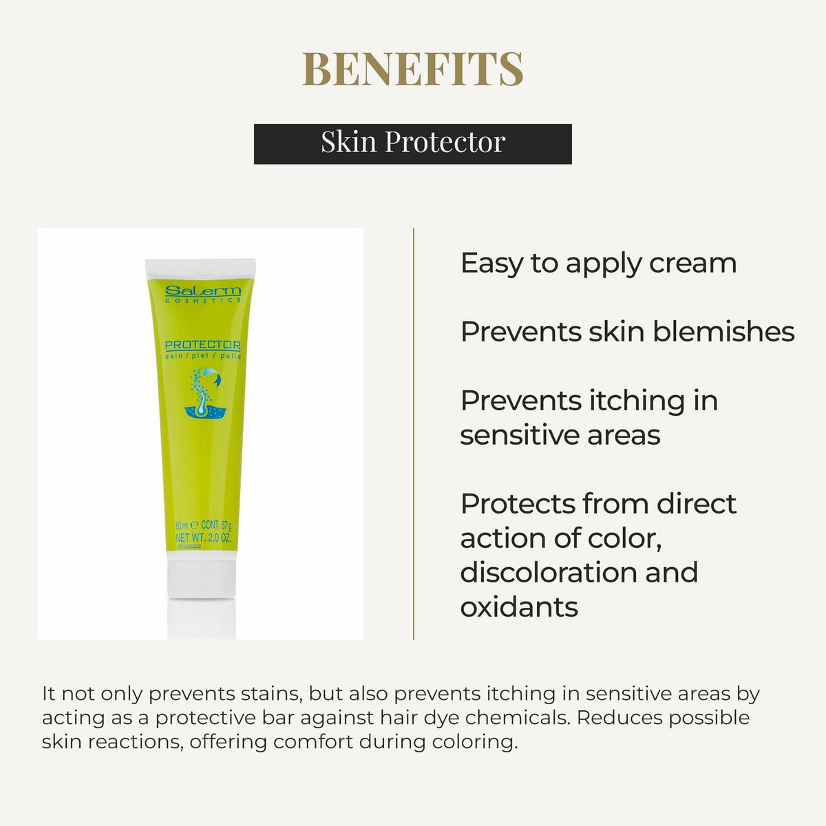SALERM - Skin Protector - Protector Skin - 60 ml - Prevents Hair Dye Stains on Skin - Prevents Itching in Sensitive Areas - Easy to Apply