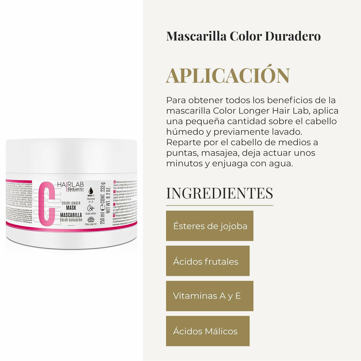 Salerm Cosmetics HAIRLAB COLOR LONGER 3-PIECE KIT, Shampoo 10.6oz + Conditioner 9.8oz + Mask 8.2oz