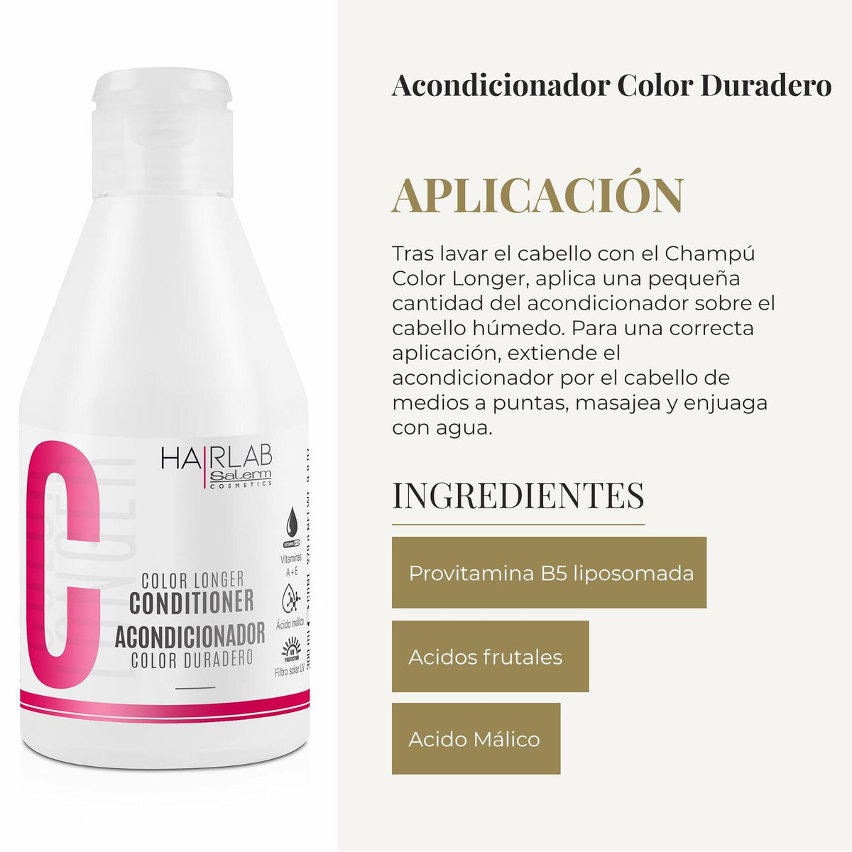 Salerm Cosmetics HAIRLAB COLOR LONGER 3-PIECE KIT, Shampoo 10.6oz + Conditioner 9.8oz + Mask 8.2oz