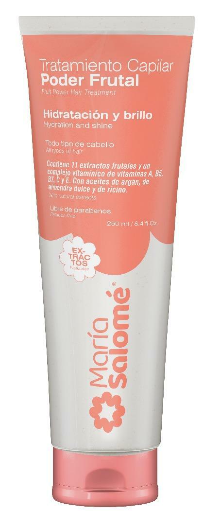 Maria Salome Poder Frutal Hair Treatment – Deep Hydration & Shine with 11 Fruit Extracts, 5 Vitamins & 3 Essential Oils – Nanotechnology Formula for All Hair Types 8.4 fl.oz