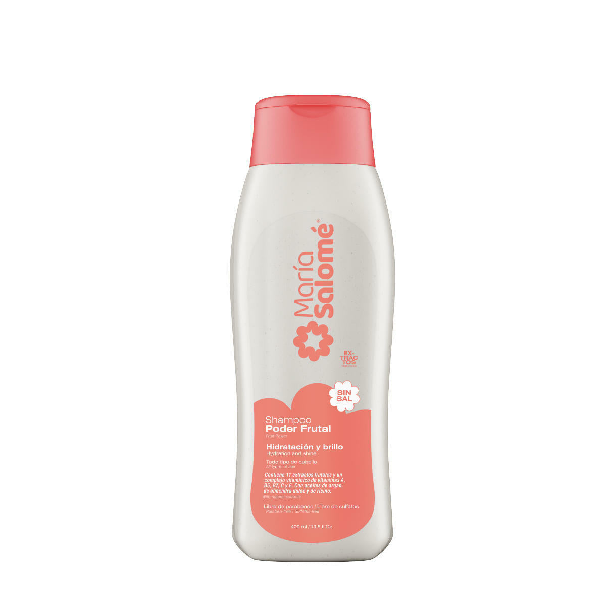 Maria Salome Poder Frutal Daily Shampoo – Sulfate-Free, Paraben-Free, pH-Balanced – Hydrating & Frizz-Control with Nanotechnology – For All Hair Types 13.5 fl.oz