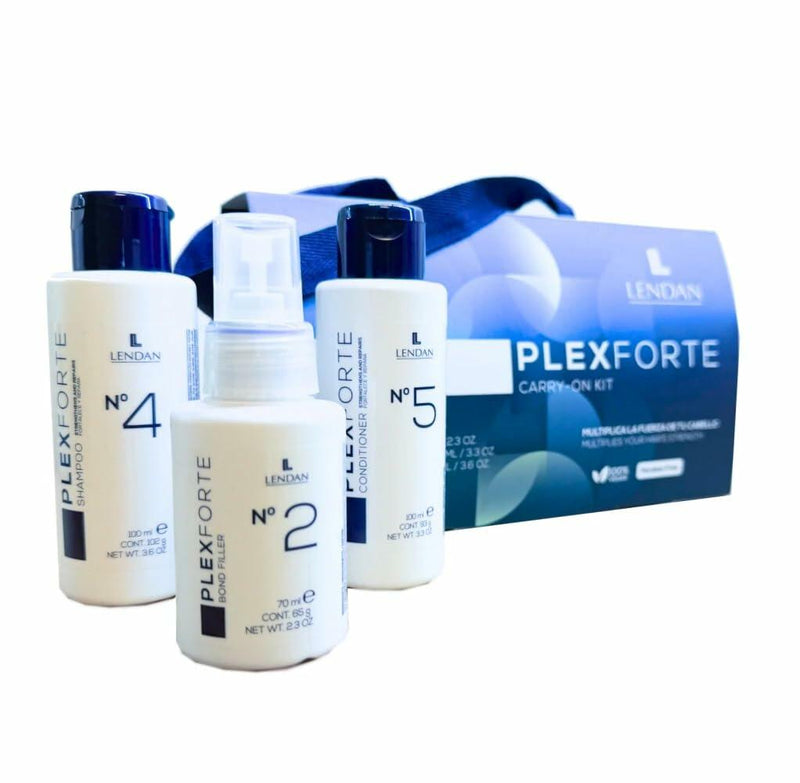Lendan PlexForte Travel-size Hair Kit of No. 4 Shampoo 70ml, No. 5 Conditioner 100ml, and No. 2 Bond Filler 100ml, 3 Pack Bundle