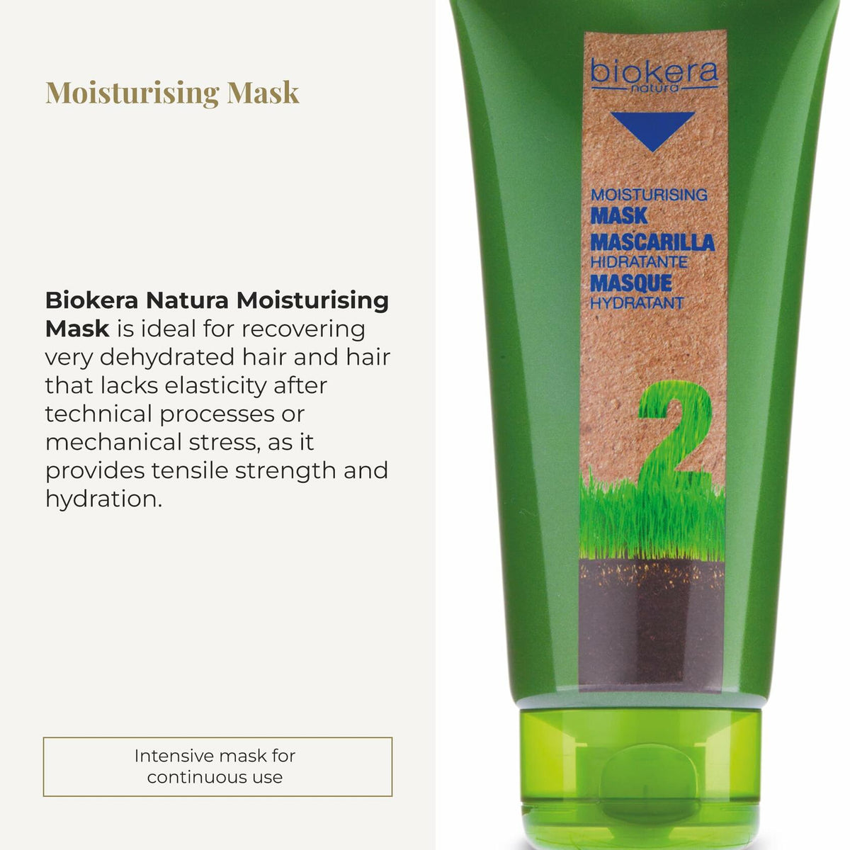 SALERM - Moisturizing Mask Biokera Natura - 200 ml - Ideal for Dry or Dehydrated Hair - with Wheat Germ Oil - Deep Hydration - Smoother and Shinier Hair