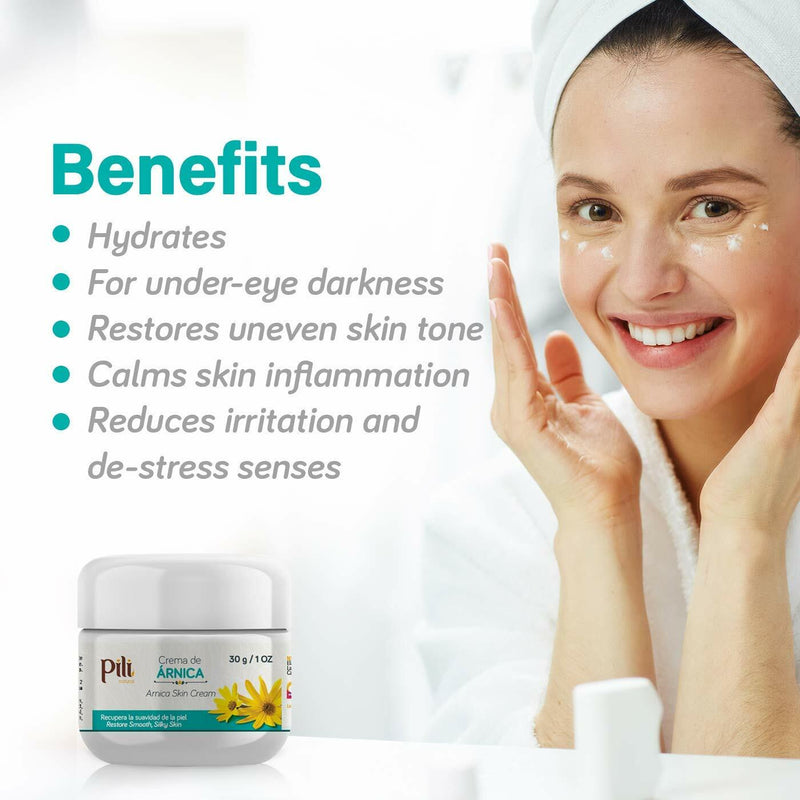Pili Natural Arnica Cream (2 Pack)  - Restore Skin conditions - Crema de Arnica -1 oz