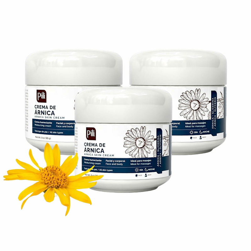Pili Natural Arnica Cream (3 Pack)  - Restore Skin conditions - Crema de Arnica -1 oz