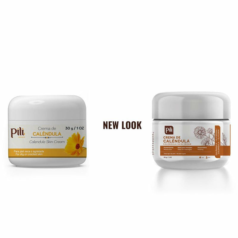Pili Natural Calendula Cream (3 Pack)  - Moisturizing Cream for Rough, Dry, or Chapped Skin - Crema de Calendula (1 oz/Unit)