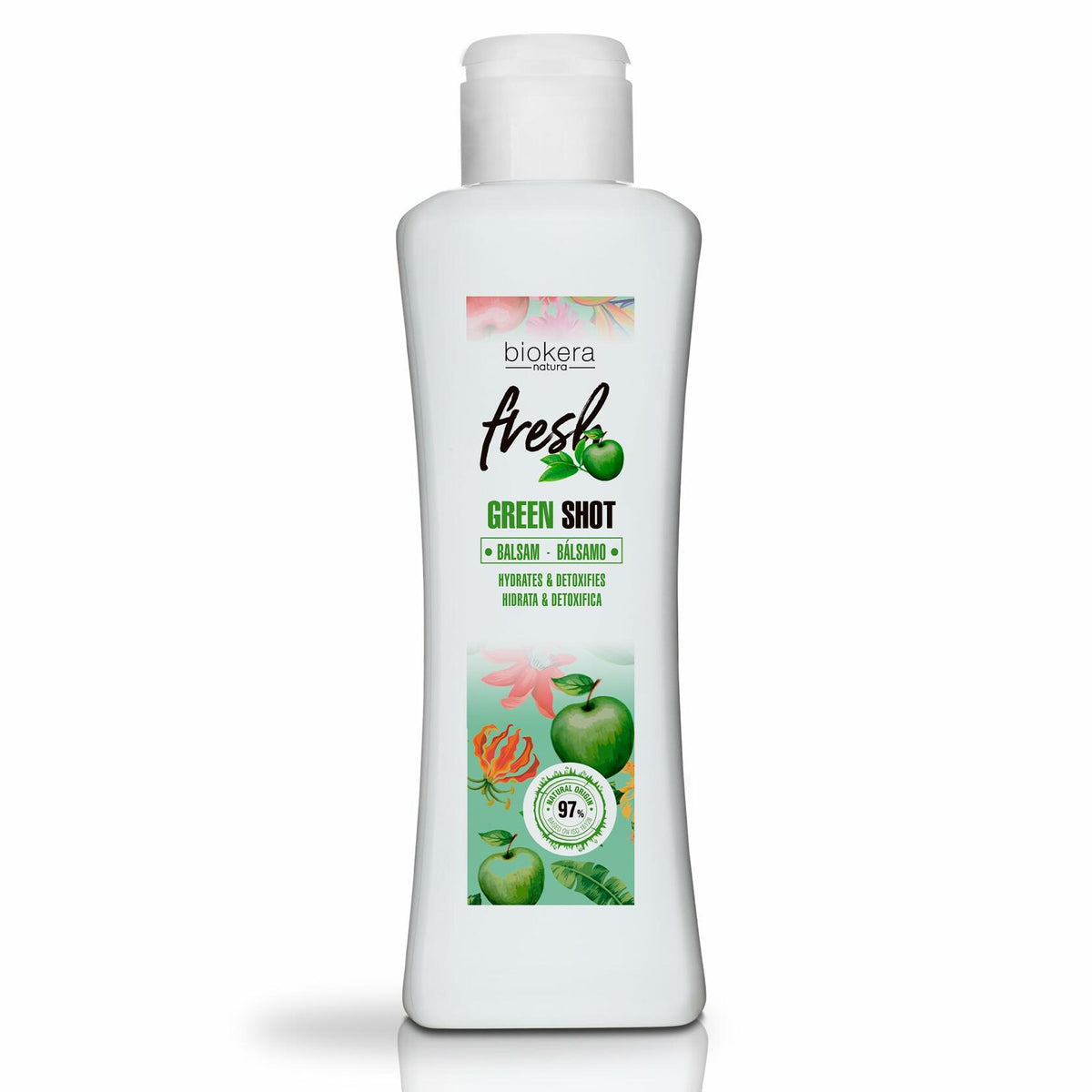 SALERM - Hair Conditioner - Green Shot Balm Biokera Fresh - 300 ml - with Apple, Green Tea, Mint, and Aloe Vera - Hydrates and Refresh the Scalp - Sulfate and Paraben-Free - Vegan