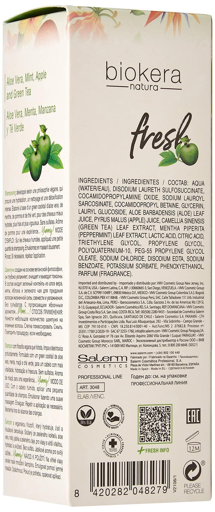 Salerm Biokera Fresh Green Shot shampoo for Unisex, 10.8 Ounce
