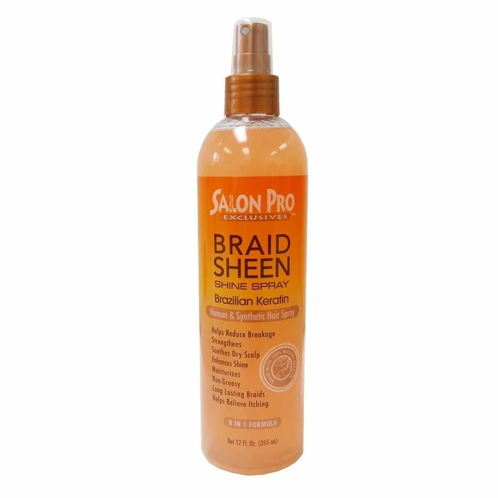 Salon Pro Braid Sheen Shine Spray [Brazilian Keratin] 12 Oz,Pack of 6