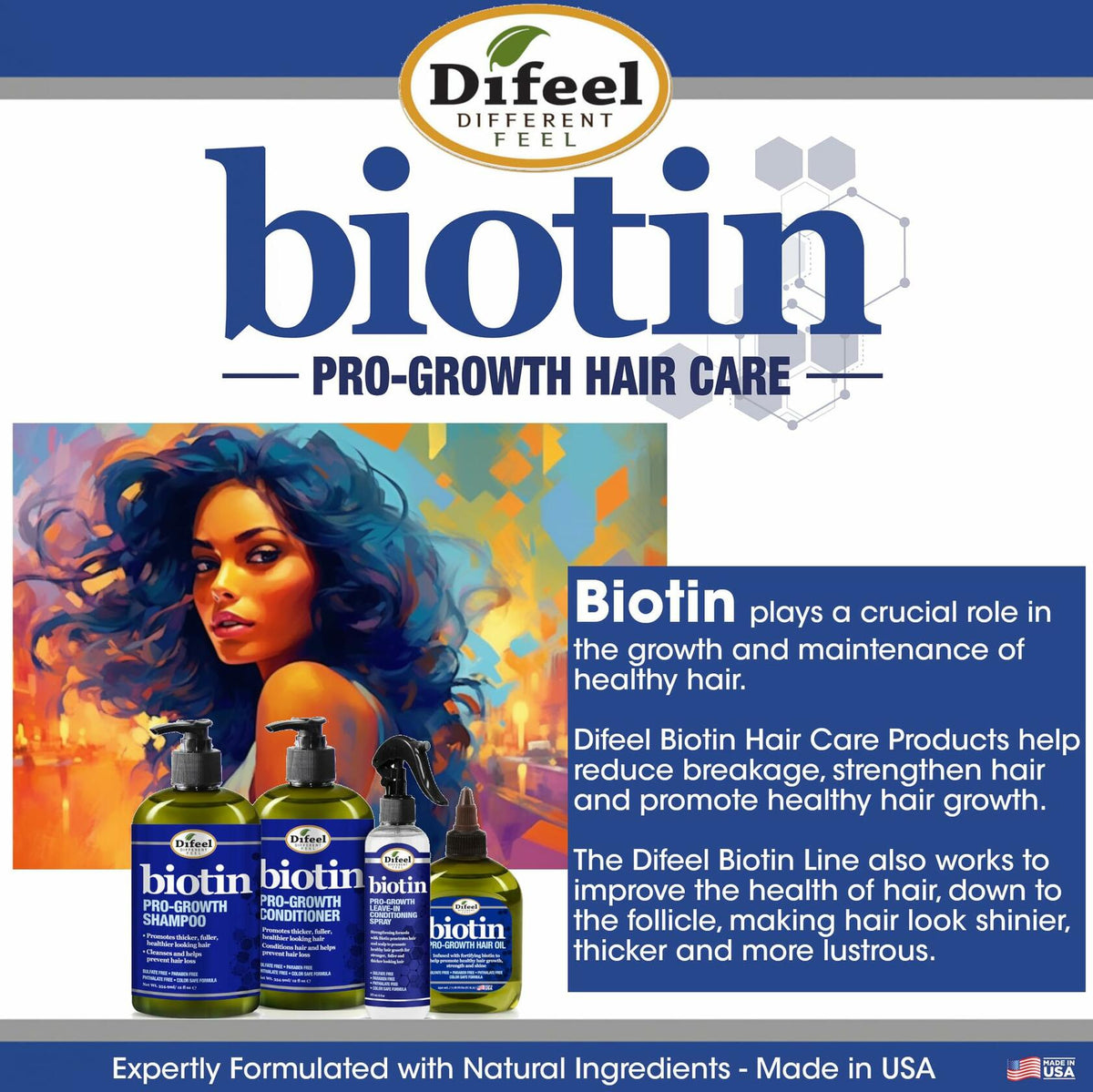 Difeel Premium Biotin Hair Oil 2.5 oz. (Pack of 2)