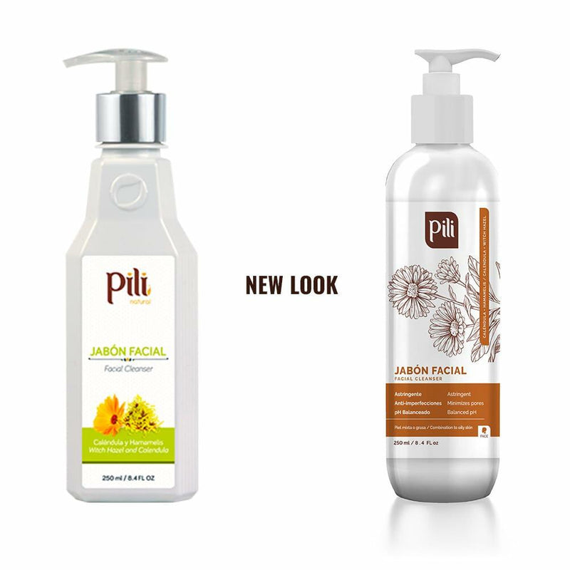 Pili Calendula Facial Cleanser with Witch Hazel and Lactic acid, cleans and exfoliates with controlled pH