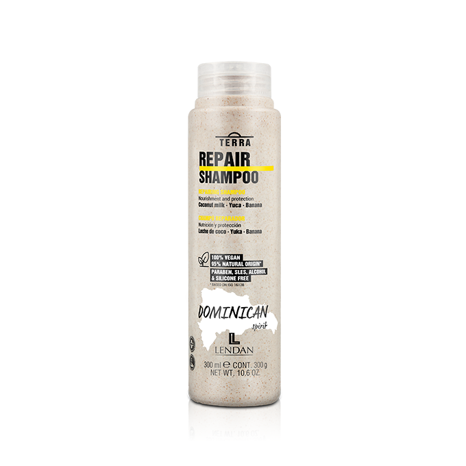 LENDAN Terra Repair Shampoo – Nourishing & Strengthening Shampoo with Coconut Milk, Yuka, Banana & Avocado – For Damaged Hair – 300 ml