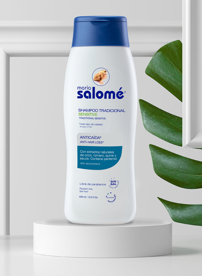 Maria Salome Traditional Sensitive Hair Shampoo Loss Prevention and Hydration 13.5 fl.oz. | Shampoo Sensitivo Prevencion Caida del Cabello