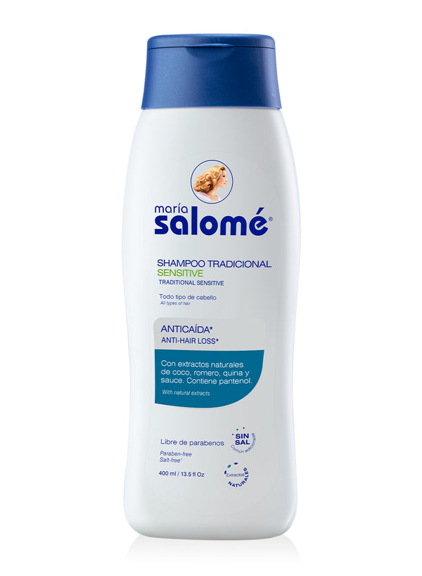 Maria Salome Traditional Sensitive Hair Shampoo Loss Prevention and Hydration 13.5 fl.oz. | Shampoo Sensitivo Prevencion Caida del Cabello