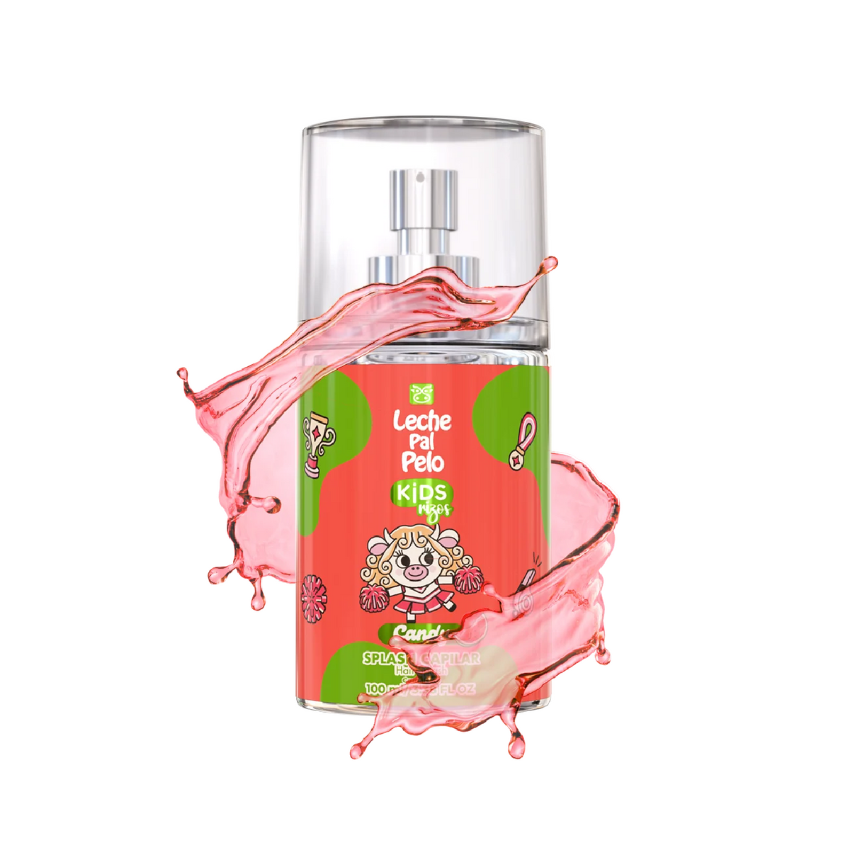 Leche Pal Pelo Splash Capilar Candy – Sweet Watermelon Hair Refreshing Mist for Kids, Eliminates Odor & Protects Curls, 100 ml