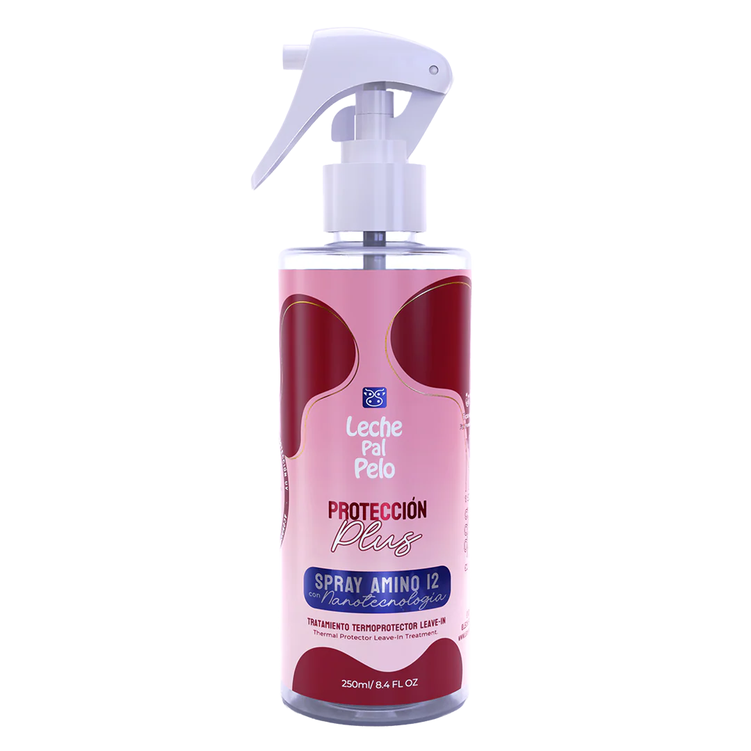 Leche Pal Pelo Amino 12 Leave‑In Heat Protectant Spray, Lightweight Thermo‑Protective Treatment for Dry or Damaged Hair, Silicone‑Free, 230°C Protection – 10 oz