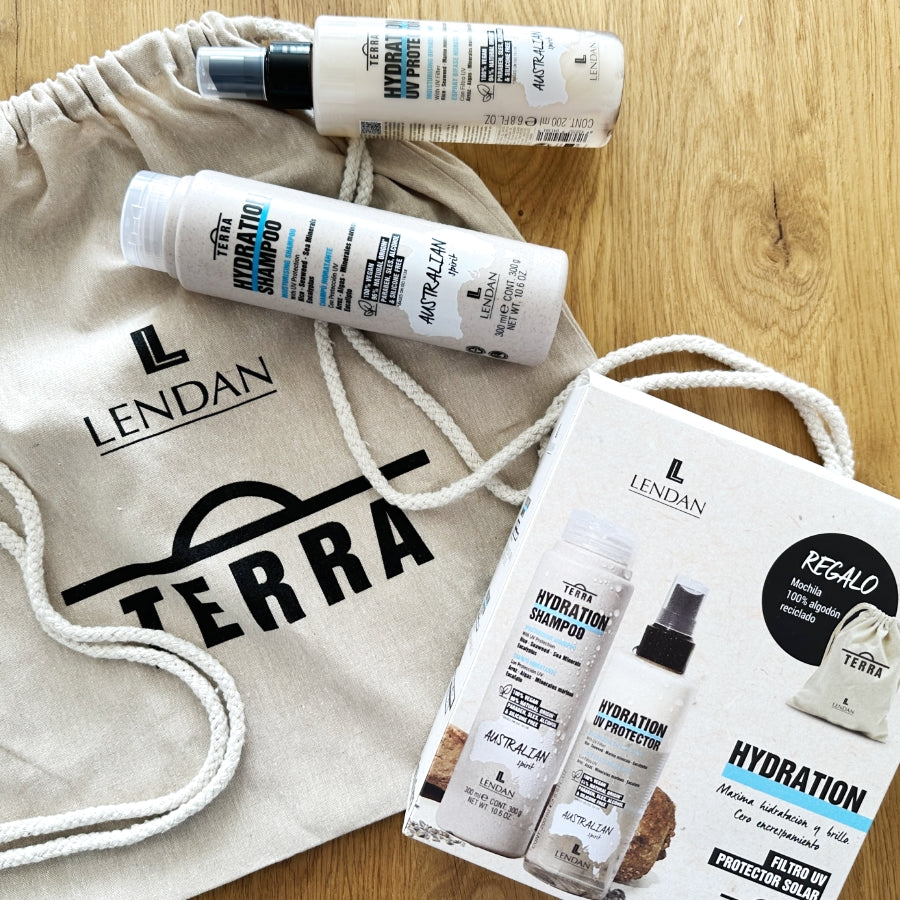 Lendan Hydration Kit Sun Protection (Shampoo 300ml + Biphase Spray 200ml) + Free 100% Recycled Bagpack