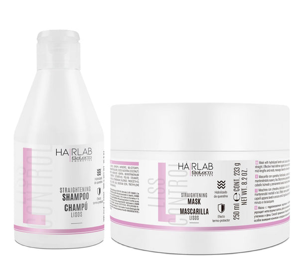 Salerm Cosmetics HAIRLAB  STRAIGHTENING 2-PIECE KIT for Damage Hair,  Shampoo 10.6oz + Mask 8.2oz