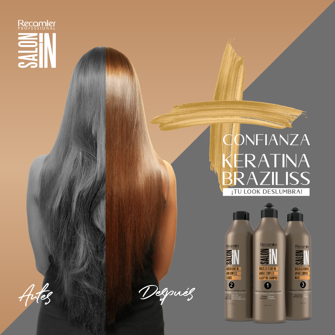 Recamier Professional Salon In Braziliss Kerat-in Amino Complex Hair System Shampoo-Treatment-Mask 3 x 35.27 fl. oz. each