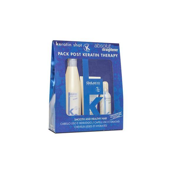 Salerm Cosmetics Keratin Shot Hair Pack Post Keratin Therapy - Shampoo, mask and Keratin Serum Bundle