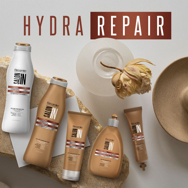 Recamier Professional Salon In +Pro Hydra Repair Hair Leave On Treatment 10.1oz + 2 SOS Hydra Repair - Tratamiento Reparador Hidratante Cabello Seco y Maltratado