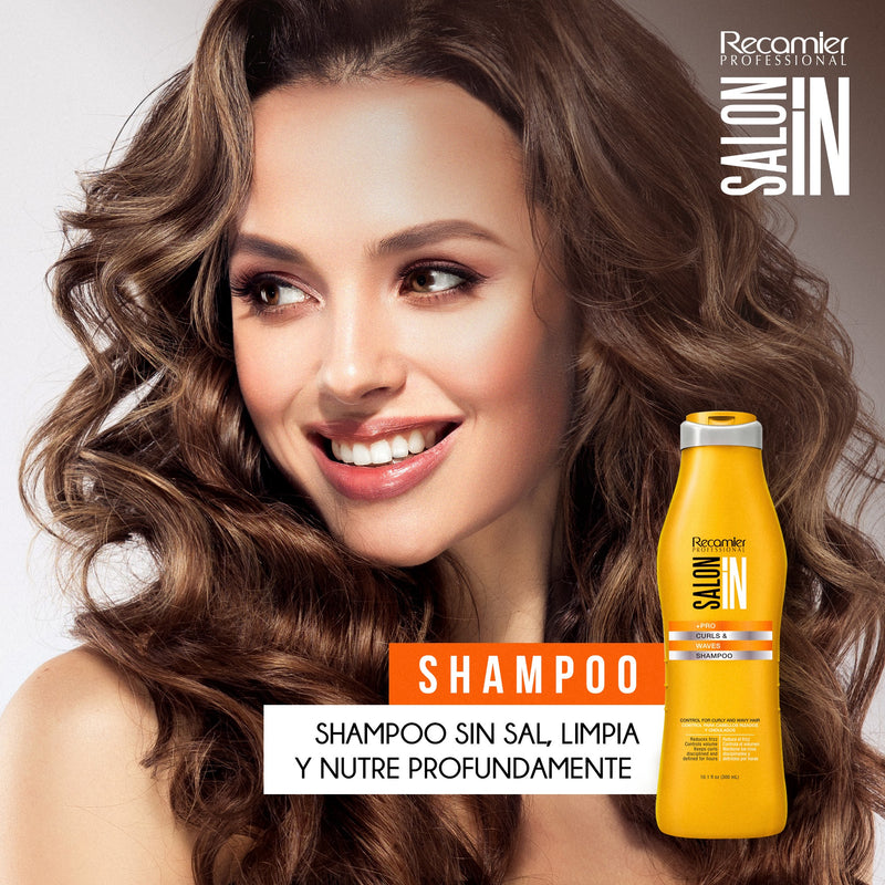 Recamier Professional Salon In +Pro Curls and Waves Hair Shampoo 10.1 fl.oz. - Champu para Cabello Rizado y Ondulado