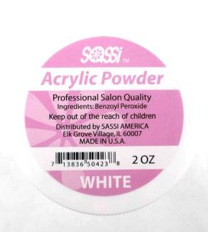 Sassi Acrylic Powder Professional Salon Quality 2oz White, Strengthens nail, nail beauty, nail polish, nail art, decorate your nails, cosmetics, nail powder,