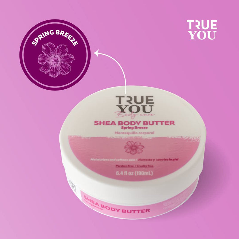 TRUE YOU Shea Body Butter Lotion Spring Breeze with Natural Extracts and Vitamin E Hydrating Gentle Purifying Cleanser, For Daily Use, Day and Night Moisturizer 6.7 oz