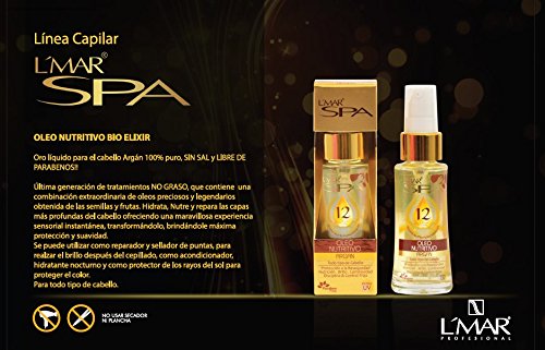 L'MAR Professional SPA Oleo Nutritive Argan Oil Hair Treatment with 12 Natural Oils for Softer and Healthier Hair 1.3oz | LMAR Tratamiento de Aceites Naturales y de Argan para el cabello
