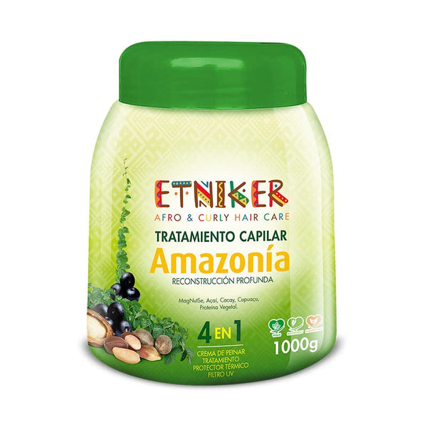 Etniker Amazonia Hair treatment. Deep Conditioning Hair Mask with Magdalena Nut, Cacay, Acai, Cupua�u and protein for Deep Hydration, Repair and protection for Curly Hair. Lmar Afro and Curly Hair Treatment Care 33.3 oz