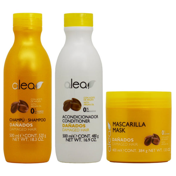 Alea Damaged Hair Shampoo, Conditioner and Mask system with Argan Oil | Alea Champu, Condicionador y Mascarilla para cabellos dañados