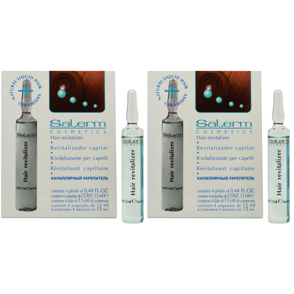 Salerm Cosmetics Hair Scalp Revitalizer Natural Liquid Hair Ceramides - box of 4 vials (0.44oz ea)