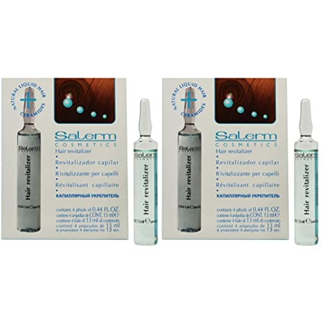 Salerm Cosmetics Hair Scalp Revitalizer Natural Liquid Hair Ceramides - box of 4 vials (0.44oz ea) - 2 Pack