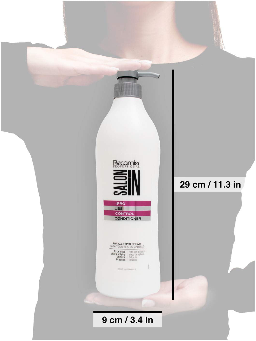 RECAMIER Anti Frizz Shampoo Liss Conditioner Detangler Set | Champu y Acondicionador Pack 33.3 OZ