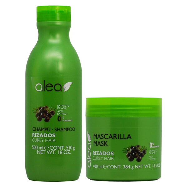 Alea Curly Hair Shampoo and Mask system with Acai Extract for Curly Hair | Alea Champu y Mascarilla para Cabellos RizadosLisos