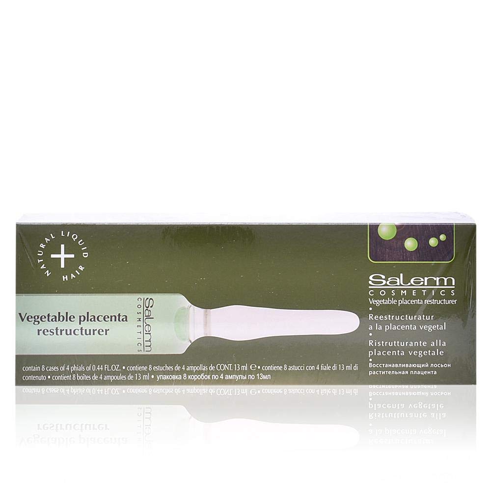 Salerm Cosmetics Vegetal Placenta Restructurer Natural Liquid Hair Ampoules box of 4 (0.44oz ea)