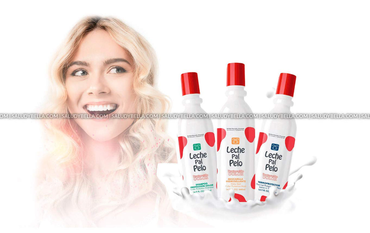 Leche Pal Pelo Proteccion Color For Colourd or Highlighted Hair Hidro Seal Leave-in Treatment | Para Cabello Tinturado y Procesado 14.9oz-440ml (Set/Kit 14.9-440 x3)
