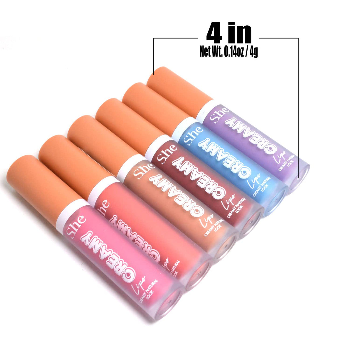S.he Makeup Creamy Lips lip-gloss Natural Look Pastel - Pack of 6 Shades