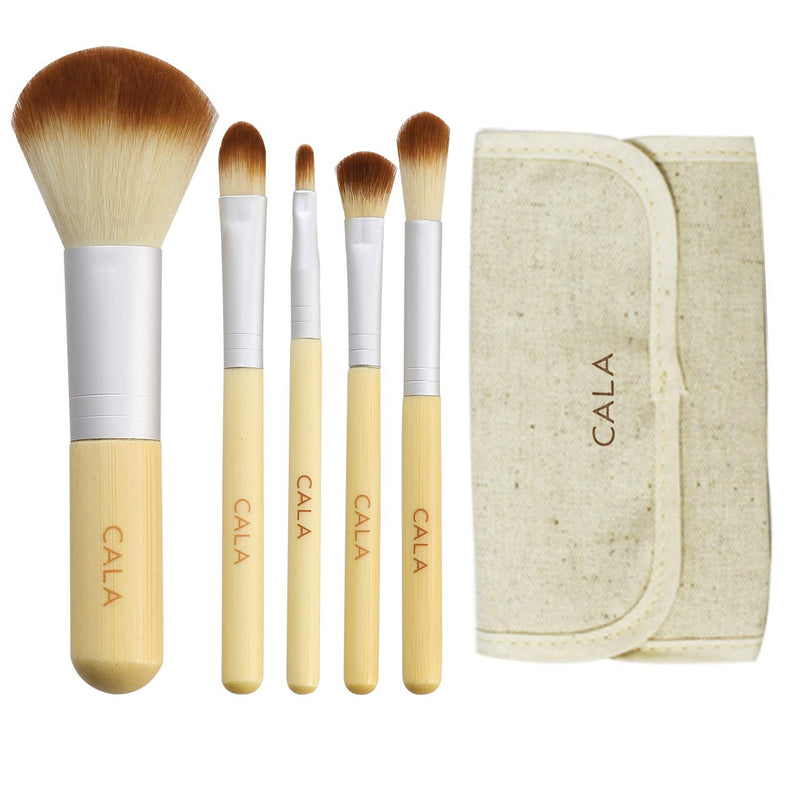 Cala Premium Quality Regular Useful Latest Beauty Fashion Makeup Cosmetic Bamboo Brush 5 Pcs Travel Set For Girl, Women & Professionals