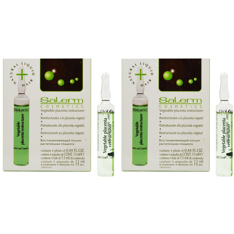 Salerm Cosmetics Vegetal Placenta Restructurer Natural Liquid Hair Ampoules box of 4 (0.44oz ea)
