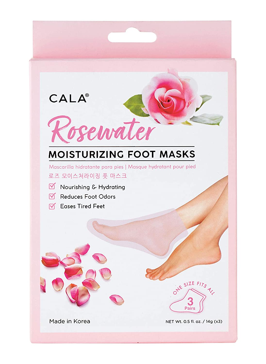Cala Rosewater Moisturizing Foot Mask - 3 Pack