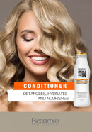 RECAMIER Professional Salon In Hydrating Anti Frizz Curly Hair Shampoo and Conditioner Set with Keratin Damaged Locks Moisturizing Treatment Champu y Acondicionador para Cabello Rizado