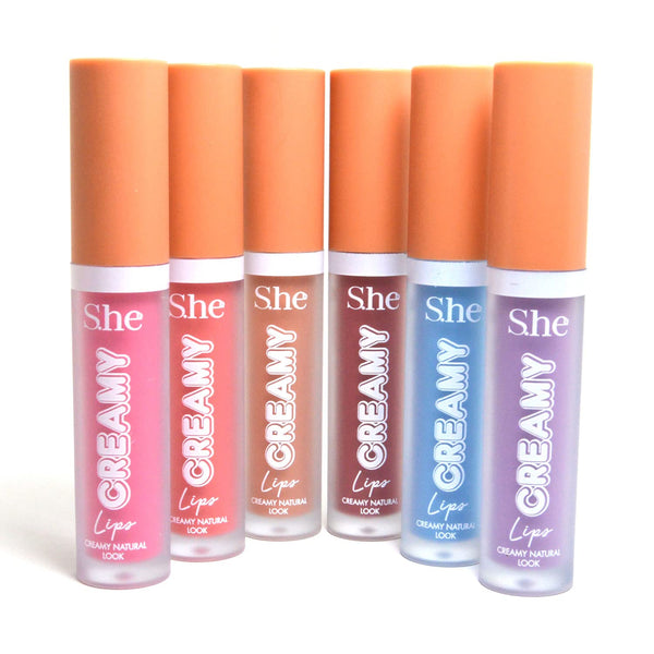 S.he Makeup Creamy Lips lip-gloss Natural Look Pastel - Pack of 6 Shades