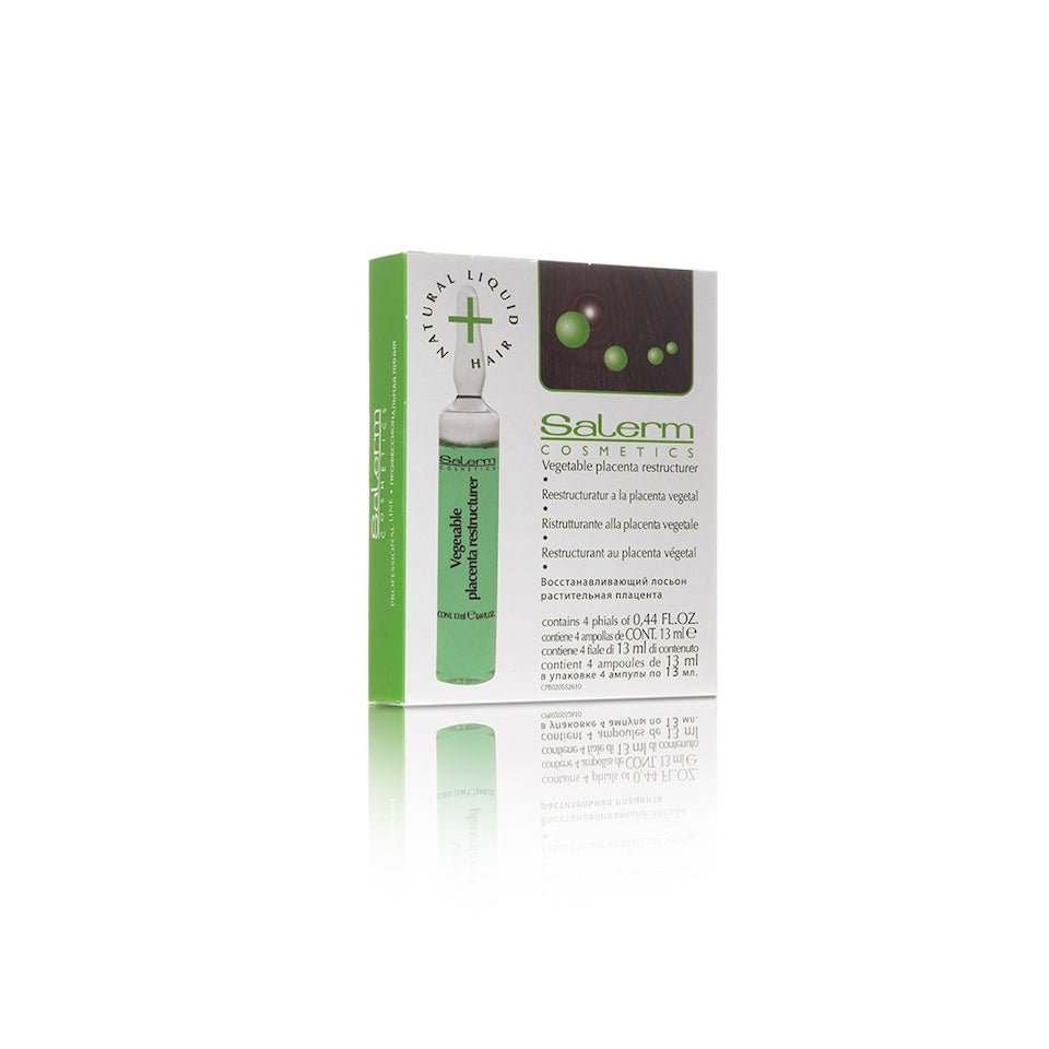 Salerm Cosmetics Vegetal Placenta Restructurer Natural Liquid Hair Ampoules box of 4 (0.44oz ea)