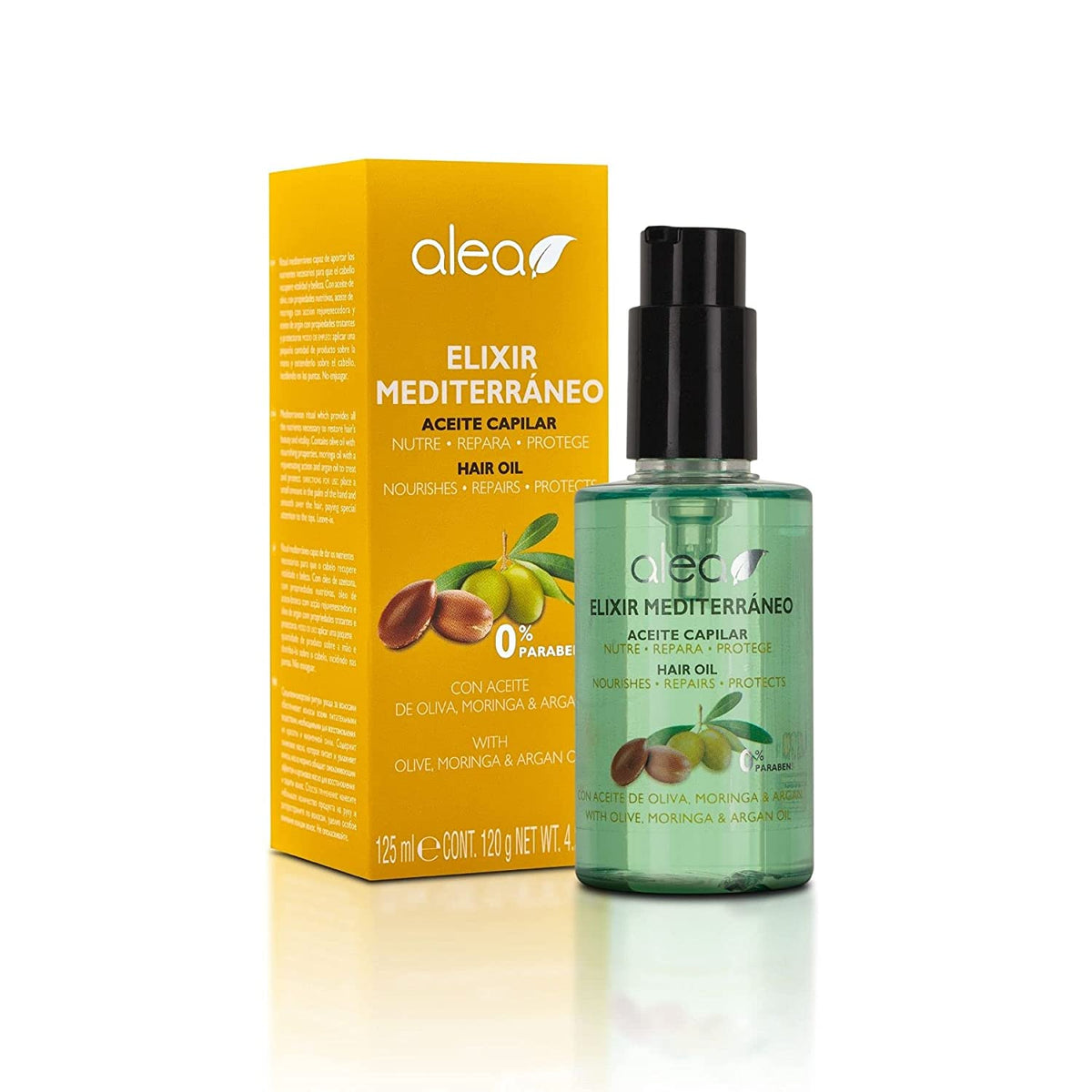 Alea Mediterranean Elixir Hair Oil with Olive, Moringa and Argan Repairs, Protects, and Nourishes | Alea Elixir Mediterraneo Aceite Capilar